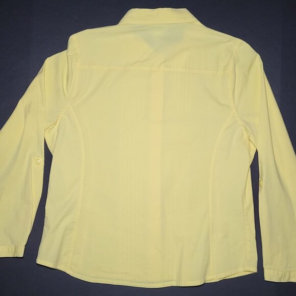 Koret Womens Yellow Long Sleeve Button Up Cotton Blouse Size 14 - Picture 2 of 13